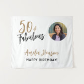 Minimalist 50 en Fabulous Foto 50e Verjaardag Wandkleed (Voorkant (horizontaal))