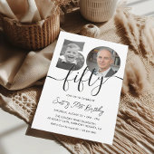 Minimalist 50th Birthday Simple Black and White Kaart