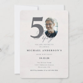 Minimalist 50th Year Birthday Invitation Kaart