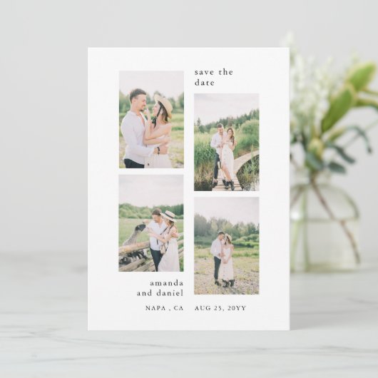 Minimalist 5 Custom Photo Wedding Sla de datum op Kaart (Staand voorkant)