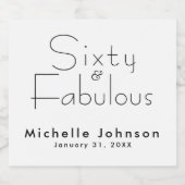 Minimalist 60 & Fabulous 60th Birthday Party Sparkling Wijnetiket (Enkel label)
