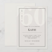 Minimalist 60th Milestone Birthday Celebration Kaart (Voorkant / Achterkant)