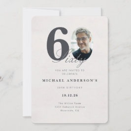 Minimalist 60th Year Birthday Invitation Kaart