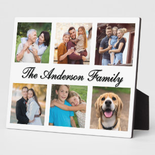 Minimalist 6 foto aangepaste familienaam collage fotoplaat