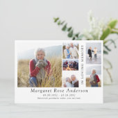 Minimalist 6 foto rouwbegrafenis dank u kaart (Staand voorkant)