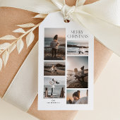 Minimalist 6 fotocollage Vrolijk kerstfeest Cadeaulabel