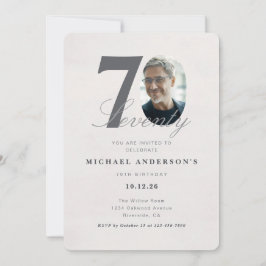 Minimalist 70th Year Birthday Invitation Kaart