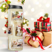 Minimalist 7 fotosjabloon Beige gouden kerst Thermosbeker