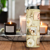 Minimalist 7 fotosjabloon Beige gouden kerst Thermosbeker