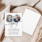 Minimalist 80th Birthday Party 2 Photo Kaart