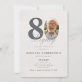 Minimalist 80th Year Birthday Invitation Kaart (Voorkant)