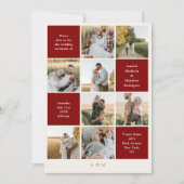 Minimalist 9 Photo Ivory Burgundy Wedding Kaart (Voorkant)