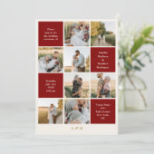 Minimalist 9 Photo Ivory Burgundy Wedding Kaart (Staand voorkant)