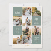 Minimalist 9 Photo Ivory Sage Green Wedding Kaart (Voorkant)