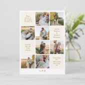 Minimalist 9 Photo Ivory White Wedding Invitation Kaart (Staand voorkant)