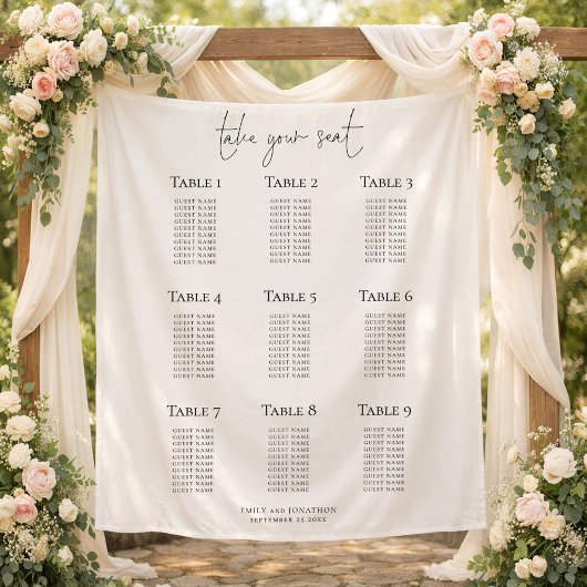 Minimalist 9 Table Wedding Seating Chart Wandkleed