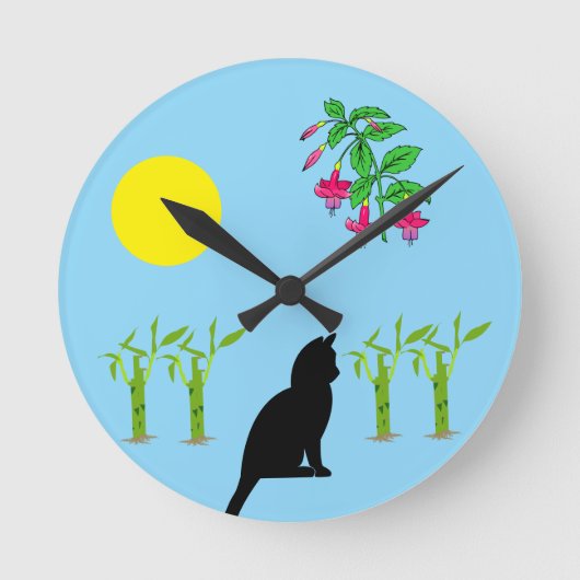 Minimalist Abstract Botanicals Cat Round Clock Ronde Klok (Voorkant)
