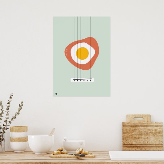 Minimalist Abstract Egg poster with Bass design (Keuken)