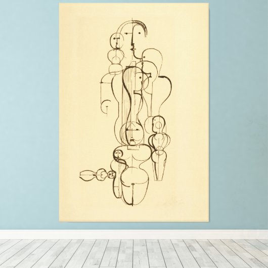 Minimalist Abstract Figurative Line Drawing  Vinta Canvas Afdruk (Insitu (Houten vloer))