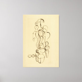 Minimalist Abstract Figurative Line Drawing  Vinta Canvas Afdruk