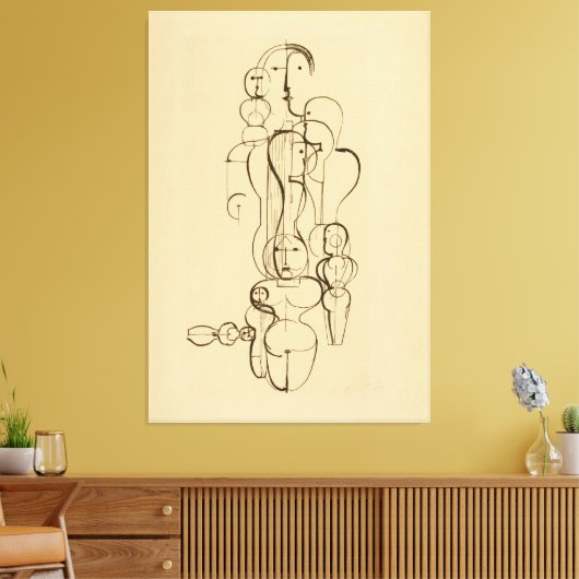 Minimalist Abstract Figurative Line Drawing  Vinta Canvas Afdruk (Insitu (Woonkamer))