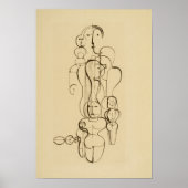 Minimalist Abstract Figurative Line Drawing  Vinta Poster (Voorkant)
