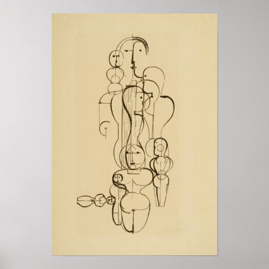 Minimalist Abstract Figurative Line Drawing  Vinta Poster (Voorkant)