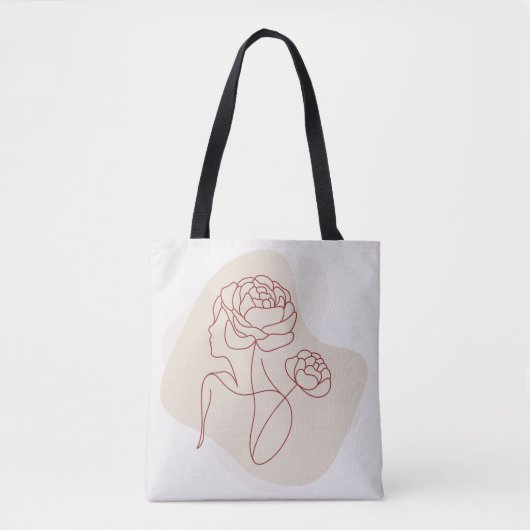 Minimalist Abstract Floral Line Art Tote Bag (Voorkant)
