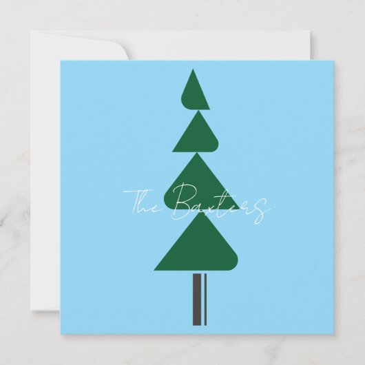 Minimalist Abstract Green Chic Christmas Tree Bedankkaart (Voorkant)