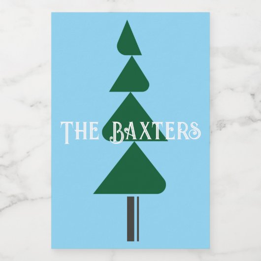 Minimalist Abstract Green Chic Christmas Tree Voedselcontainer Etiket (Enkel label)