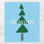 Minimalist Abstract Green Chic Christmas Tree Wijn Etiket (Enkel label)