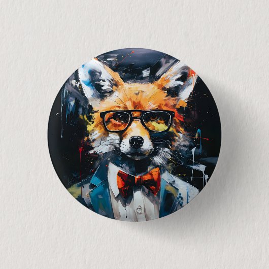 Minimalist Abstract Suited Fox Ronde Button 3,2 Cm (Voorkant)