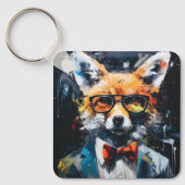 Minimalist Abstract Suited Fox Sleutelhanger (Voorkant)