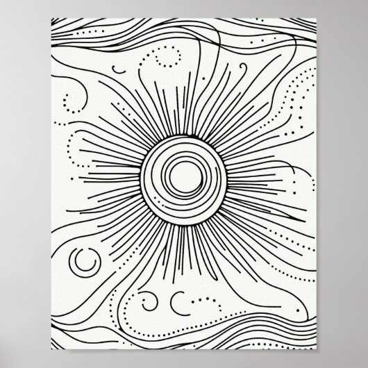 Minimalist Abstract Sun Art Poster (Voorkant)