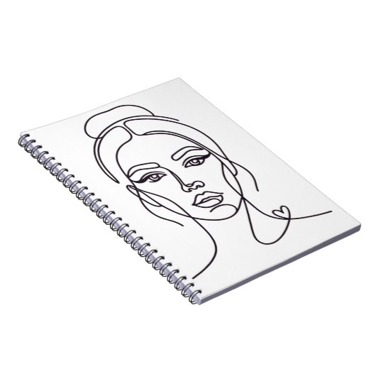 Minimalist Abstract Woman Face Line Art Notebook Notitieboek (Rechterzijde)