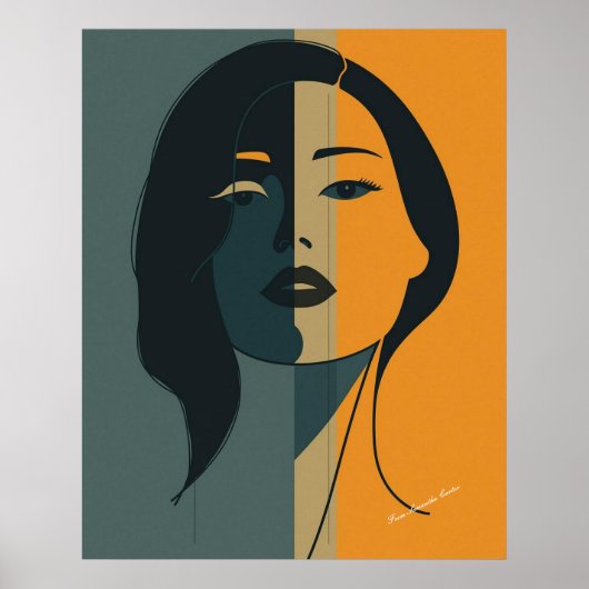 Minimalist Abstract Woman Face – Modern Boho Art Poster (Voorkant)
