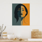 Minimalist Abstract Woman Face – Modern Boho Art Poster (Keuken)