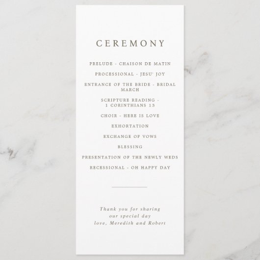Minimalist Acorns & Pinecone Fall Wedding Programmakaart (Achterkant)
