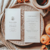 Minimalist Acorns & Pinecone Fall Wedding Programmakaart