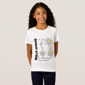 Minimalist Aesthetic Hello Spring Cat & Daisy  T-shirt (Voorkant volledig)