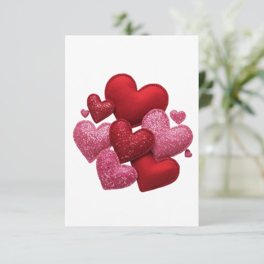 Minimalist Aesthetic Red Hearts Pattern Bedankkaart (Staand voorkant)