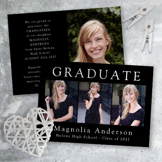 Minimalist Afstuderen vier foto-aankondigingen Aankondiging