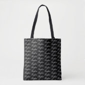 Minimalist All Over Name Zwart Monogram Tote Bag (Voorkant)