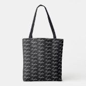 Minimalist All Over Name Zwart Monogram Tote Bag (Achterkant)