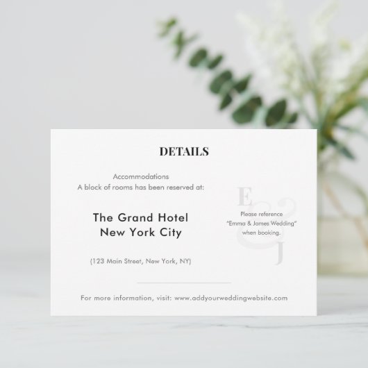 Minimalist Ampersand Wedding | Hotel | QR Code Informatiekaartje (Staand voorkant)