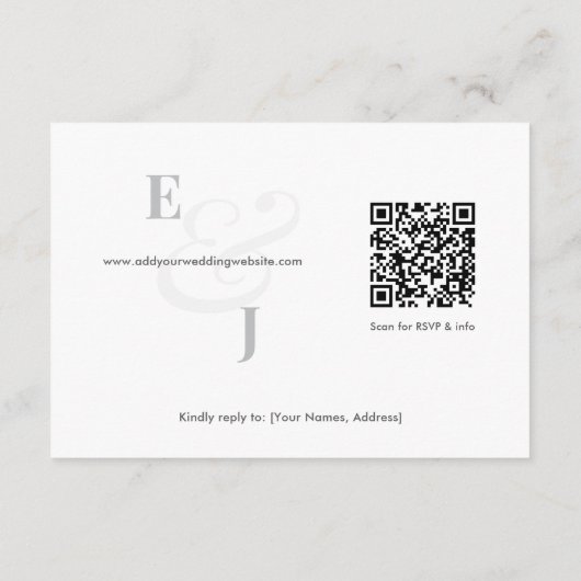 Minimalist Ampersand Wedding | Hotel | QR Code Informatiekaartje (Achterkant)