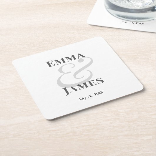 Minimalist Ampersand Wedding | Paper Coaster Kartonnen Onderzetters (Schuin)