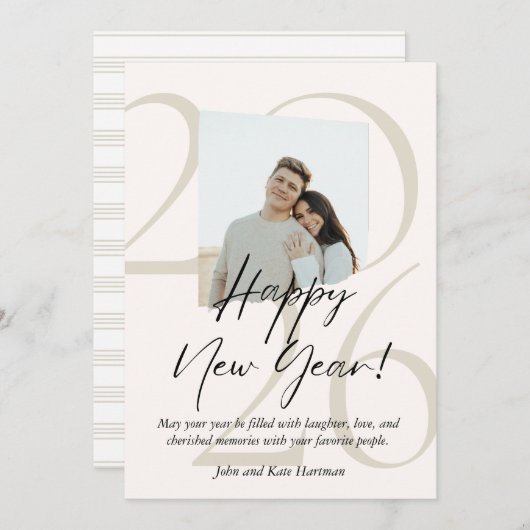 Minimalist and Aesthetic Happy New Year Photo  (Voorkant / Achterkant)