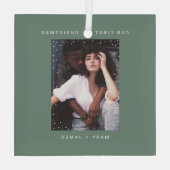 Minimalist and Modern | Merry and Married Photo Glas Ornament (Achterkant)