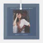 Minimalist and Modern | Merry and Married Photo Glas Ornament (Voorkant)